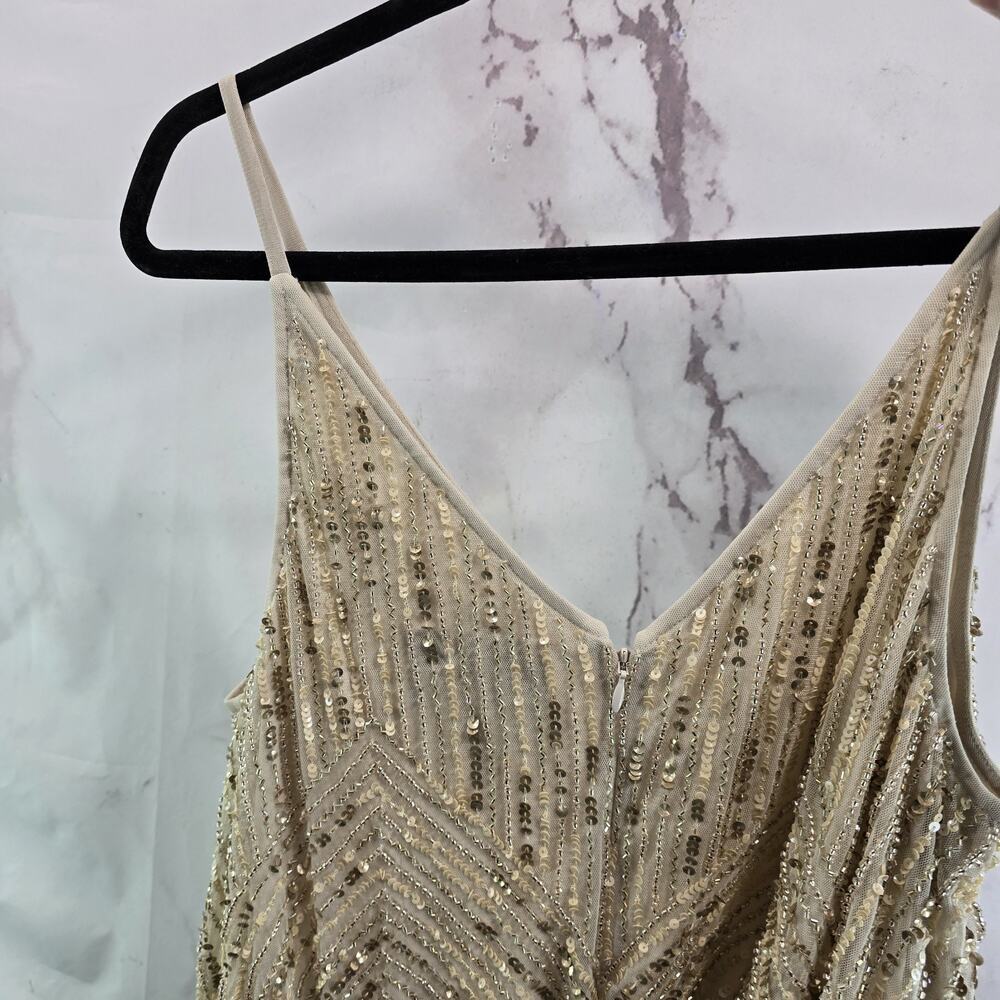 Anthropologie Dress Womens 16 Beaded Sequin Fidelia Champangne Gown Greek BHLDN - Picture 8 of 16